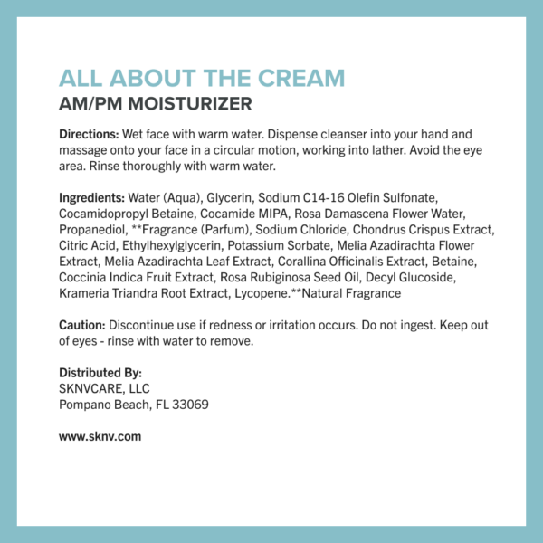 sknvcare All About Cream ingredients image