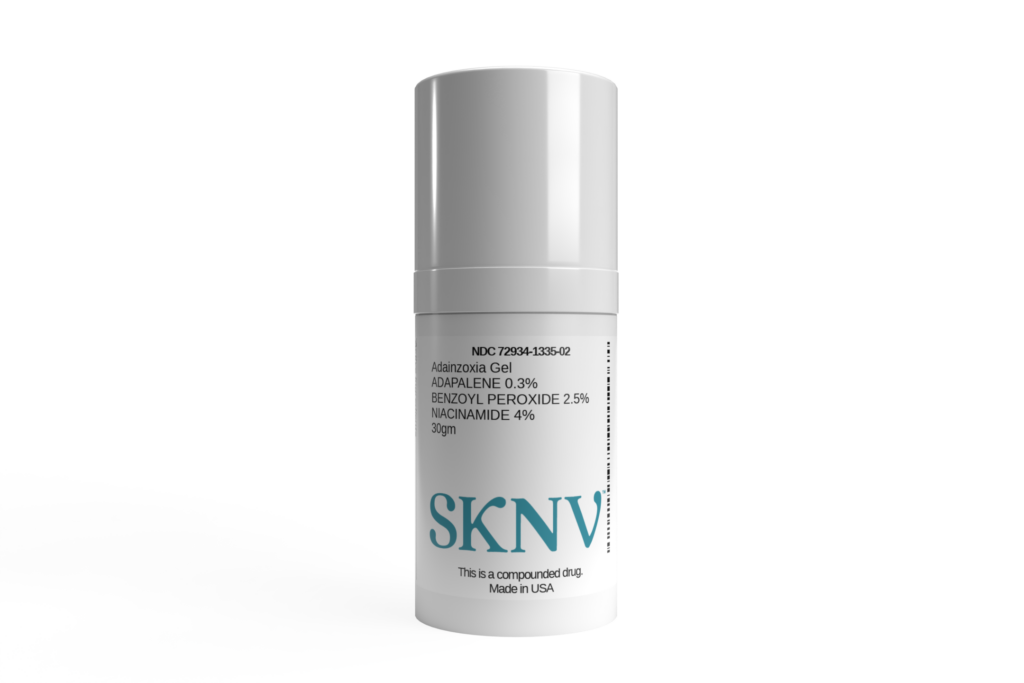 SKNV 30gm pump bottle of Adainzoxia Gel for targeted skin care treatment.