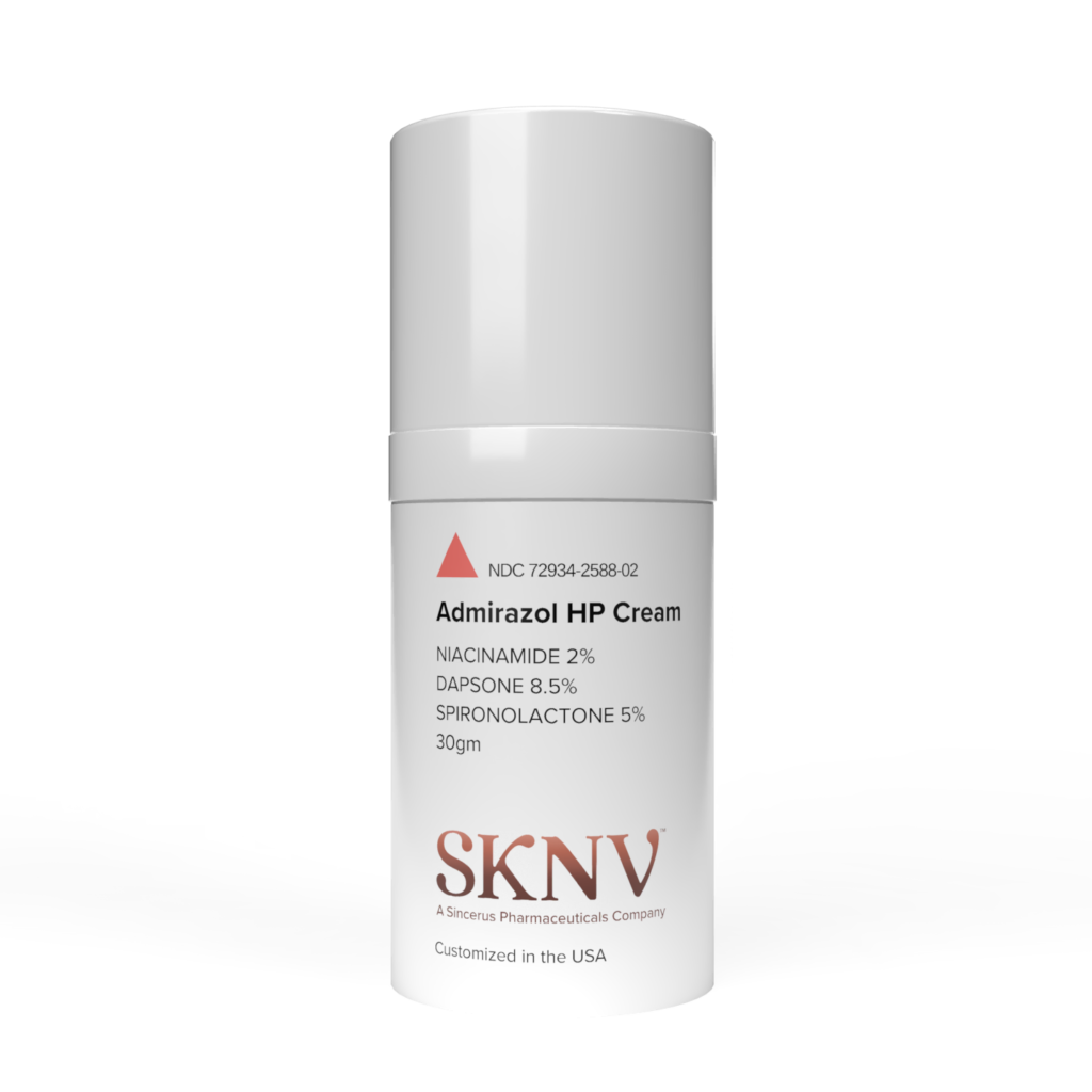 Admirazol HP Cream 30ml airless pump – Dapsone 8.5% Niacinamide 2% Spironolactone 5% compounded by SKNV Pharmacy