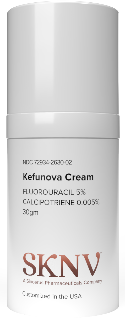 Kefunova Cream 30gm tube - SKNV topical treatment containing Fluorouracil 5% and Calcipotriene 0.005%