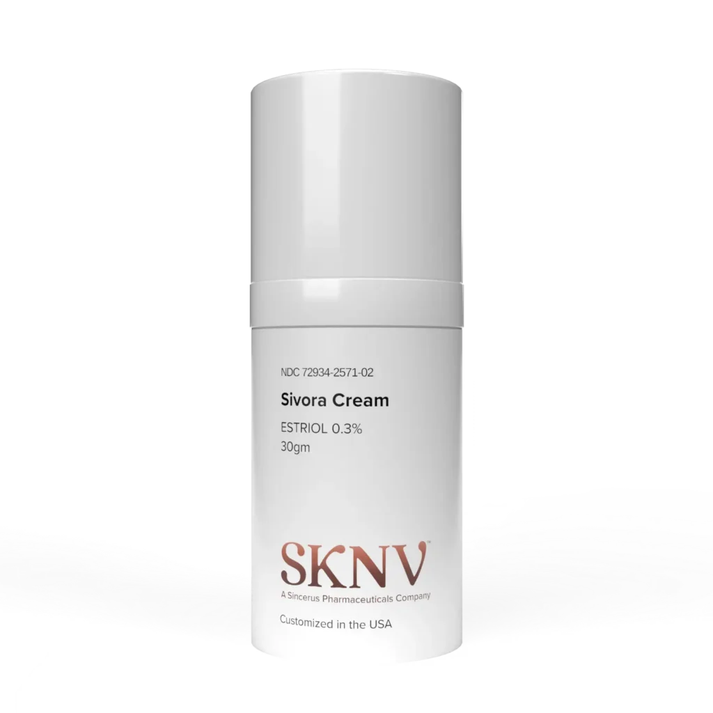 Sivora Cream 30ml airless pump – Estriol 0.3% Hyaluronic Acid Ascorbic Acid Aloe Vera compounded by SKNV Pharmacy
